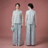 Blossoms of Grace-恩典之花-Celadon Peony Embroidered New Chinese Style Two-Piece Set