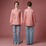 Crimson Sonnet-绯色诗篇-Luxury Floral Embroidered Silk Brocade Mandarin Collar Blouse