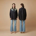 Crimson Sonnet-绯色诗篇-Luxury Floral Embroidered Silk Brocade Mandarin Collar Blouse