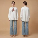 Crimson Sonnet-绯色诗篇-Luxury Floral Embroidered Silk Brocade Mandarin Collar Blouse